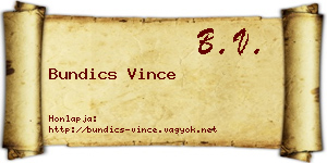 Bundics Vince névjegykártya